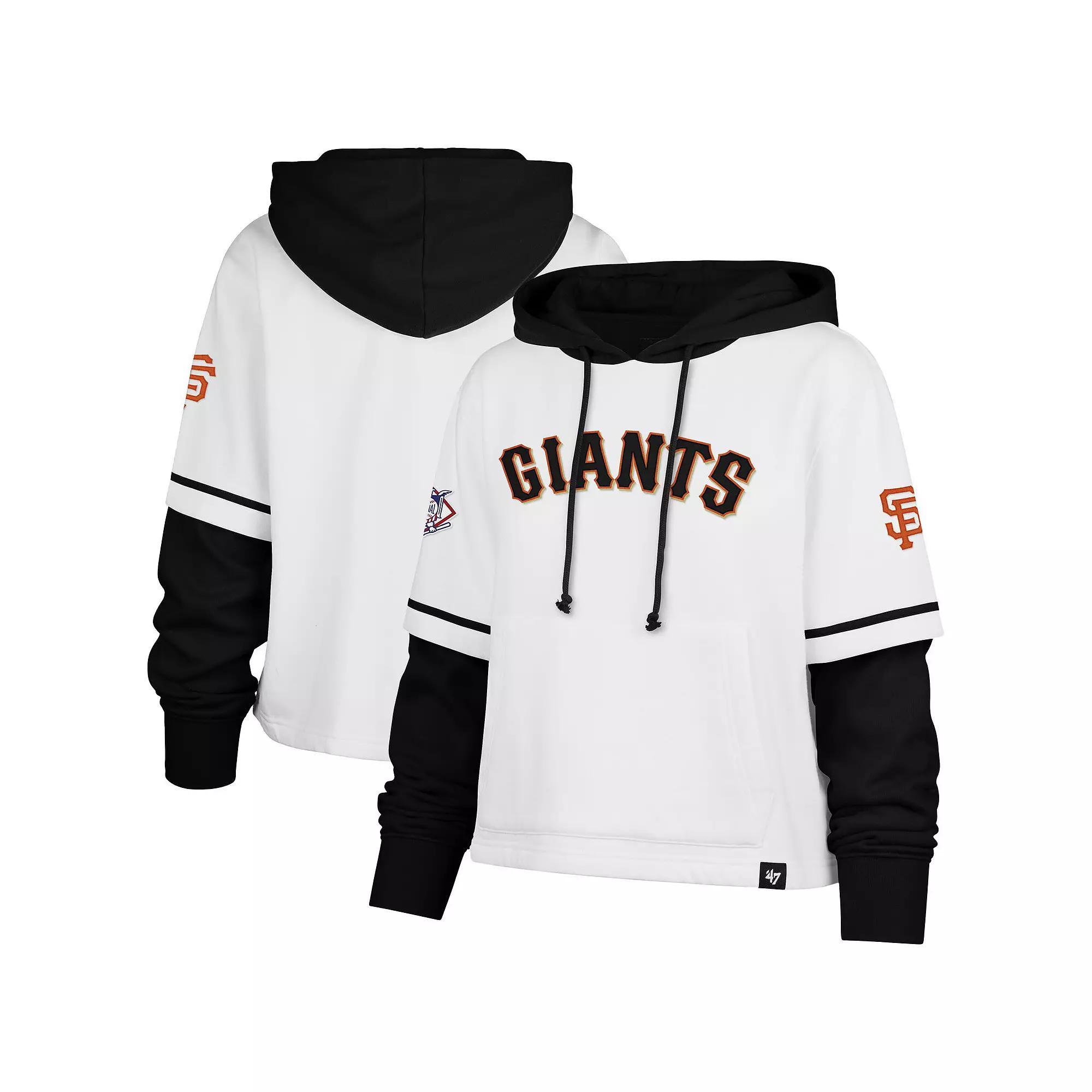 Women's '47 White New York Yankees Trifecta Shortstop Cropped Pullover Hoodie, Size: Medium Product Image