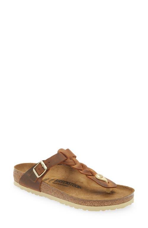 Birkenstock Womens Gizeh Braided Oiled Leather Thong Sandals Product Image