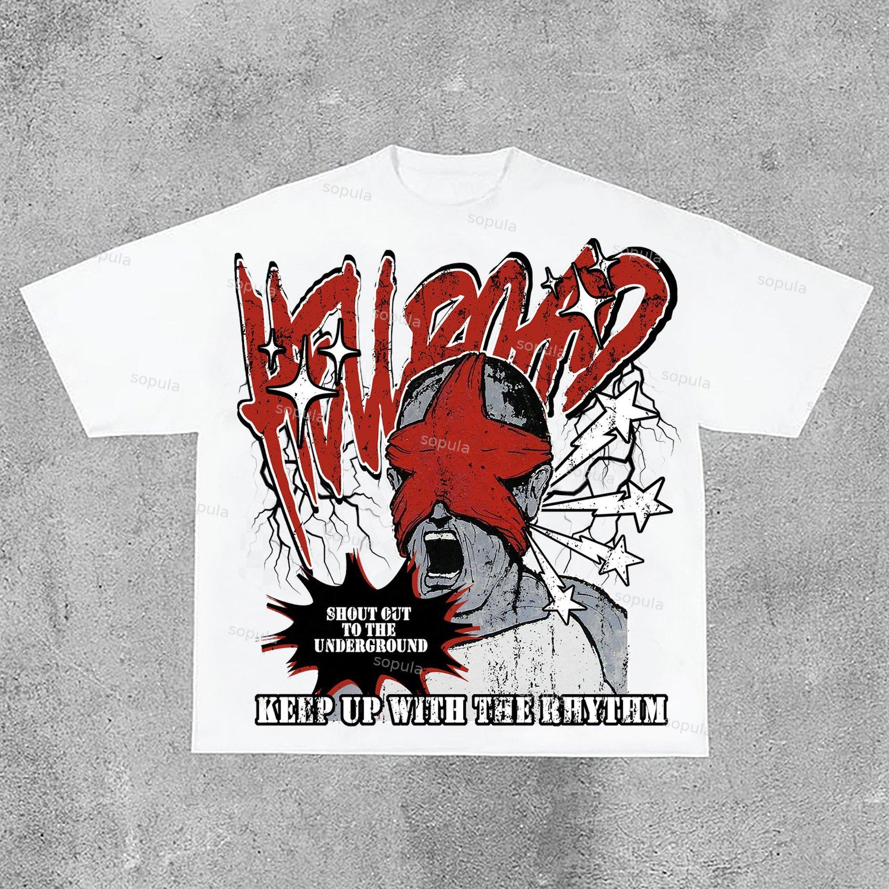 Hell Road Fun Portrait Graphic Print Cotton T-Shirt Product Image