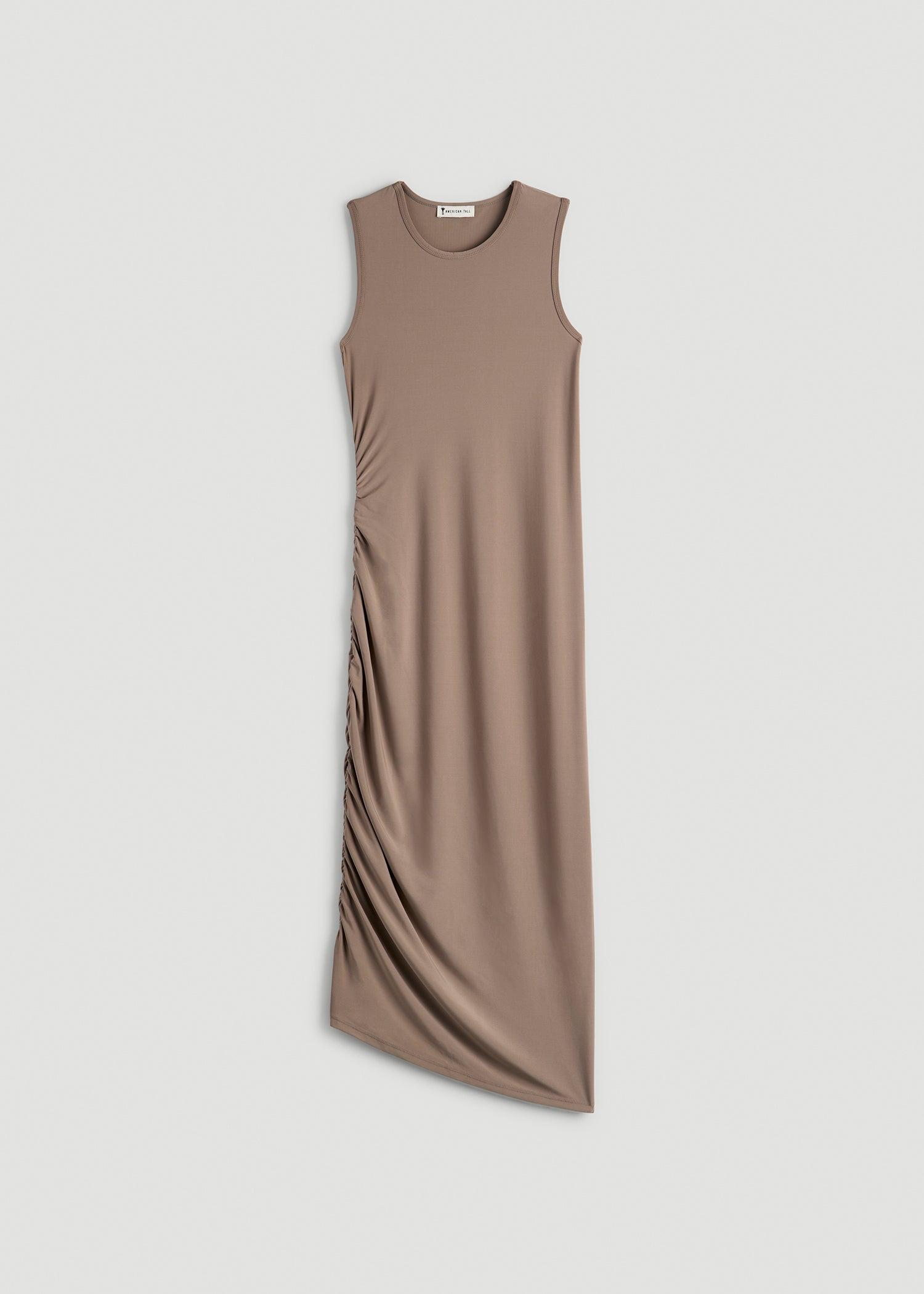 Ruched Jersey Midi Dress for Tall Women in Dark Sand Product Image