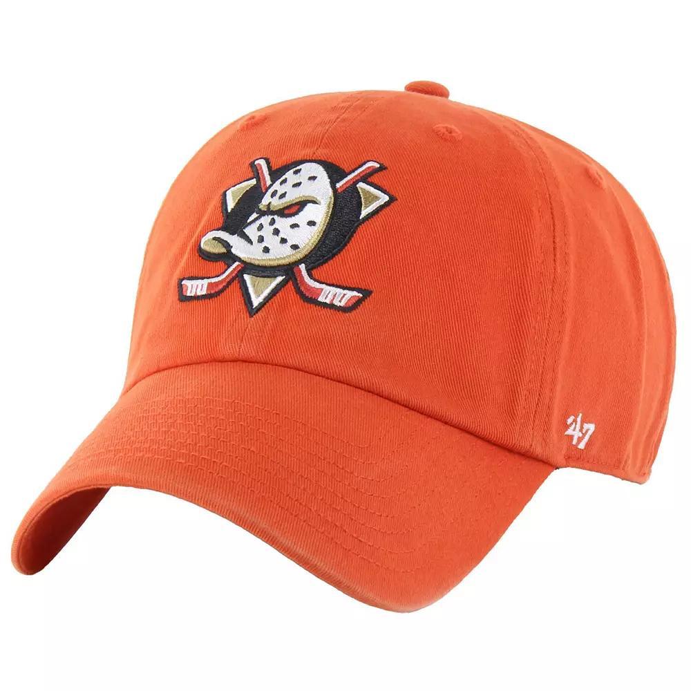 Men's '47  Orange Anaheim Ducks Core Logo Clean Up Adjustable Hat, Dks Orange Product Image