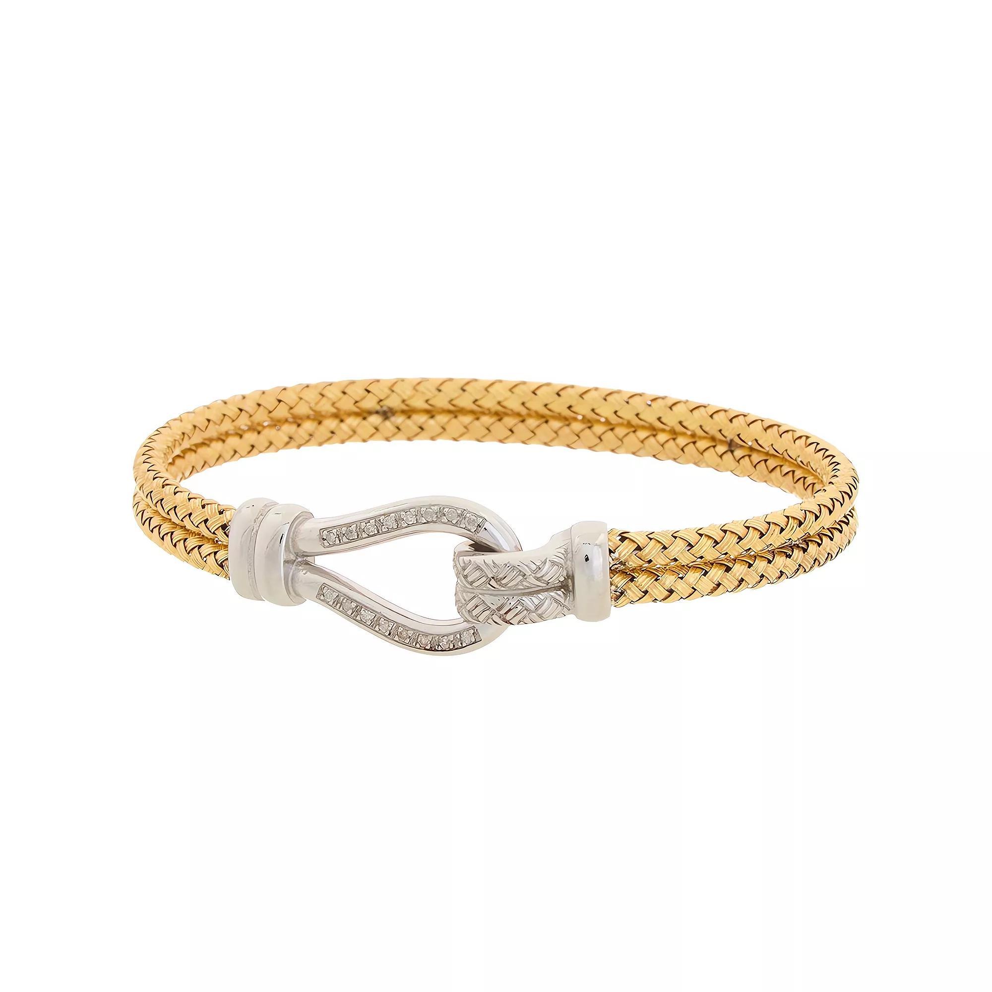 Meshmerise Sterling Silver 1/5 Carat T.W. Diamond Lasso Link Bracelet, Women's, Size: 7", Gold Tone Product Image