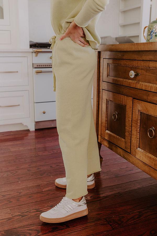 Cozy Cues High Waist Wide Leg Pants in Light Chartreuse Product Image