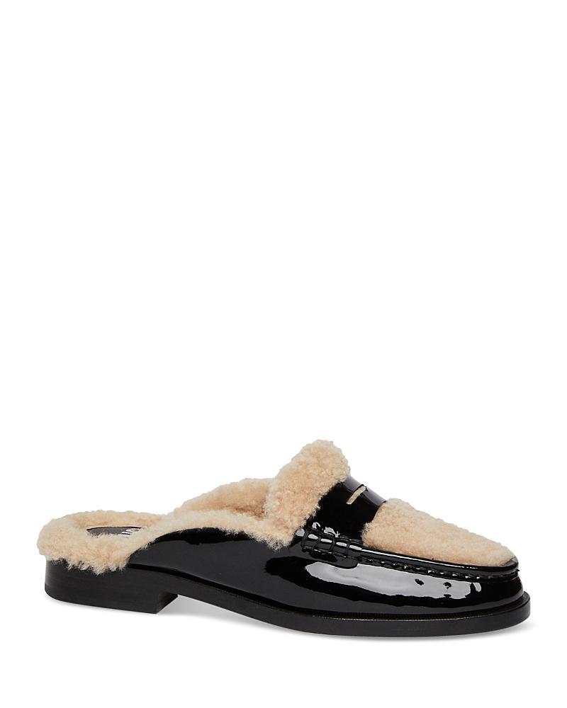 PAIGE Emmett Genuine Shearling Lined Loafer Mule In Black Product Image