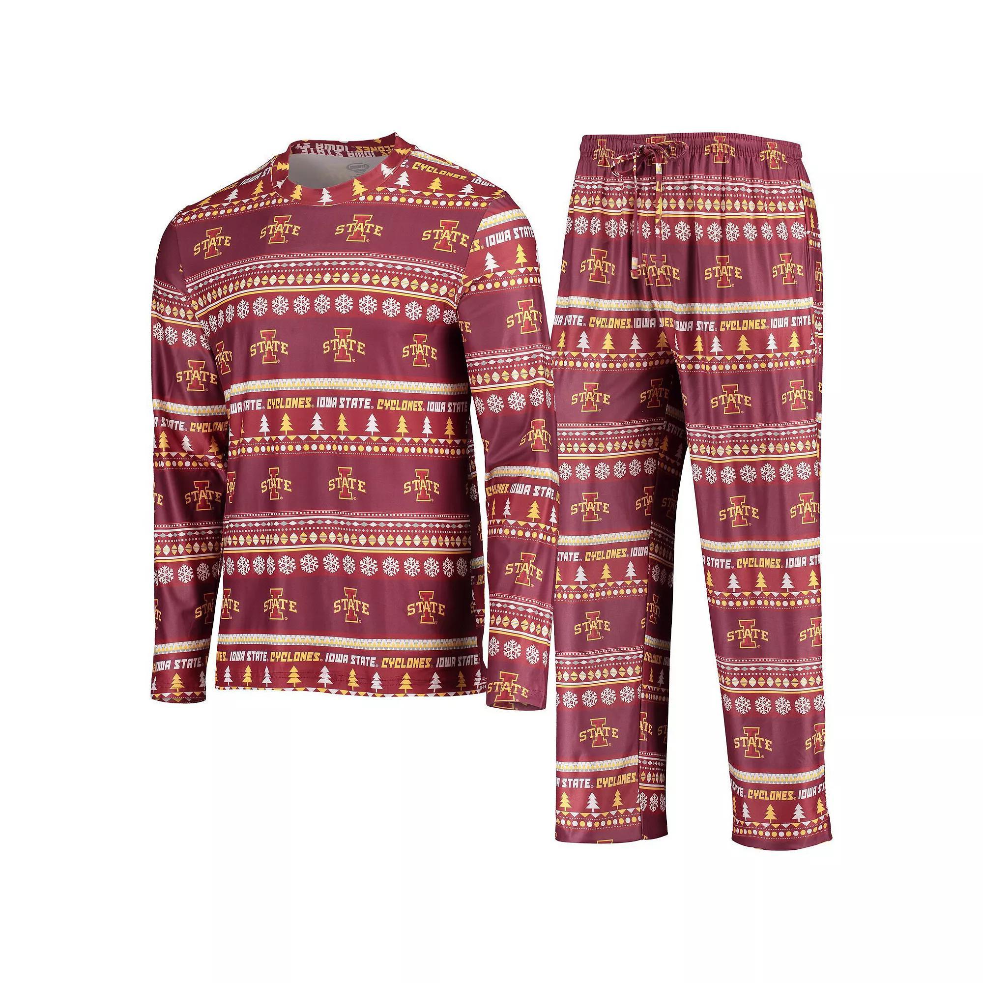 Men's Concepts Sport Cardinal Iowa State Cyclones Ugly Sweater Long Sleeve T-Shirt and Pants Sleep Set, Size: Large, Red Product Image