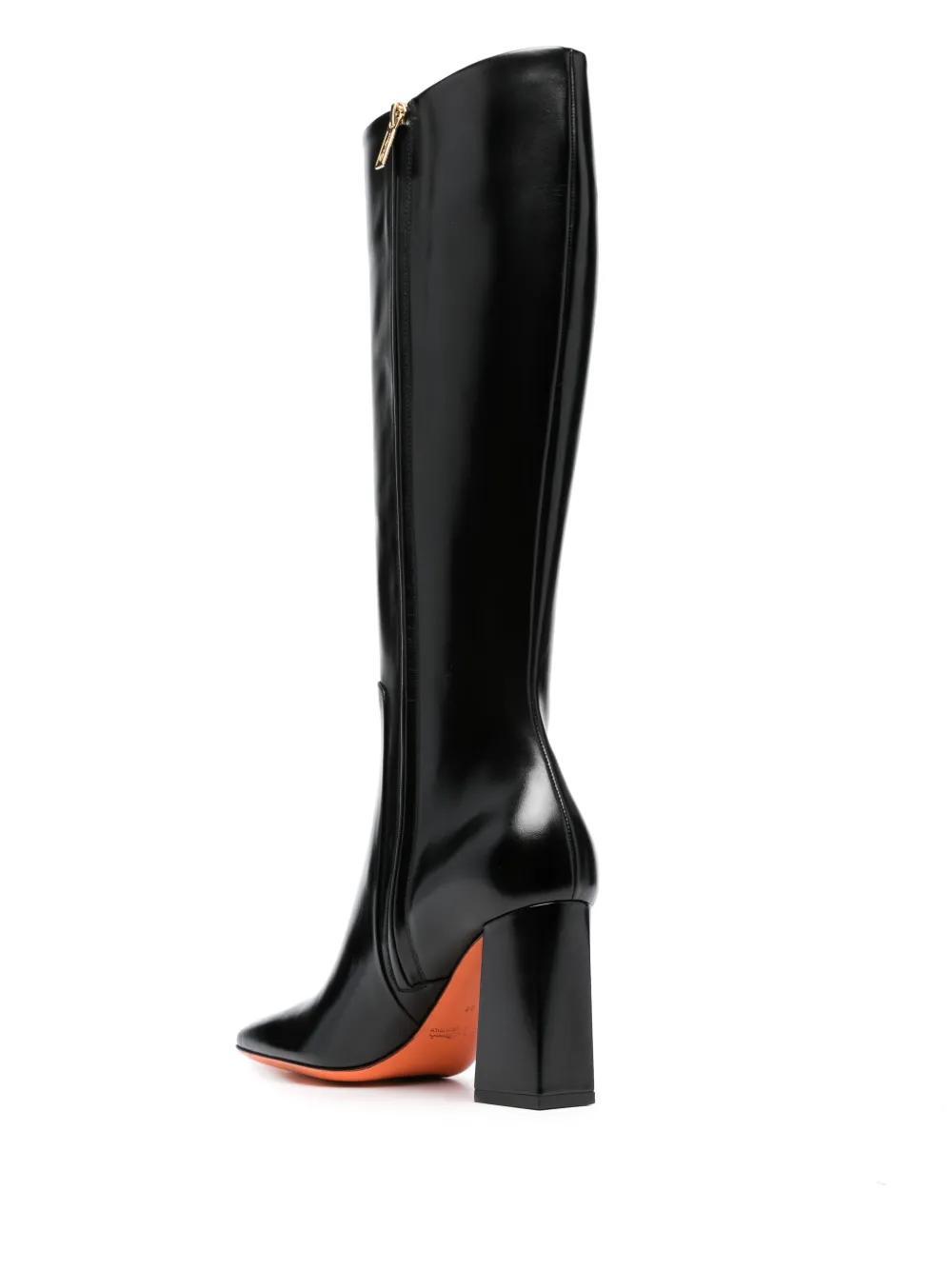 SANTONI 85mm Square-toe Leather Boots In Black Product Image