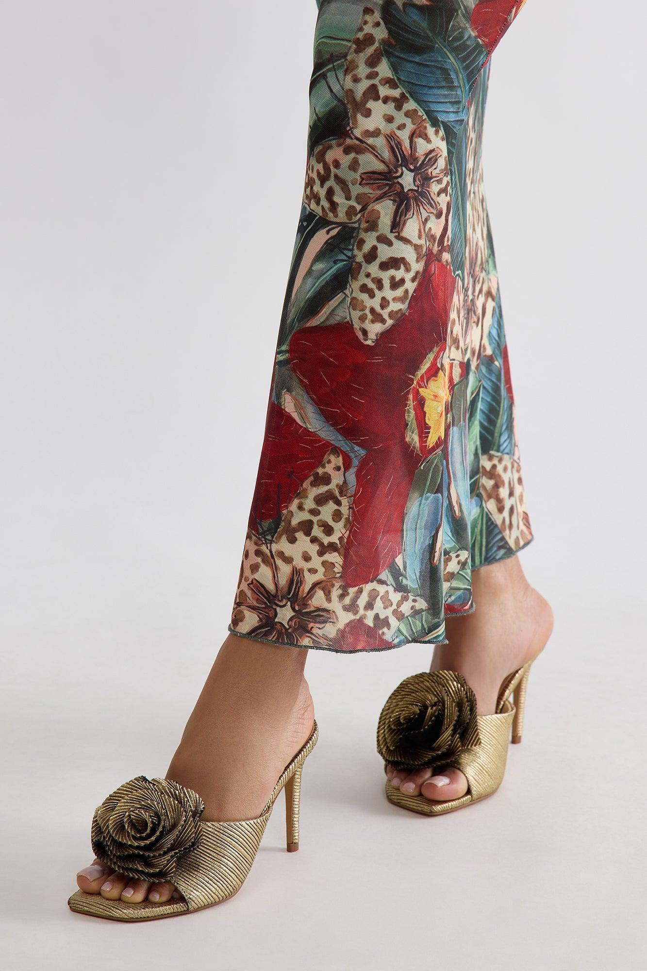 Stunner Flower 4″ Heels - Gold Product Image