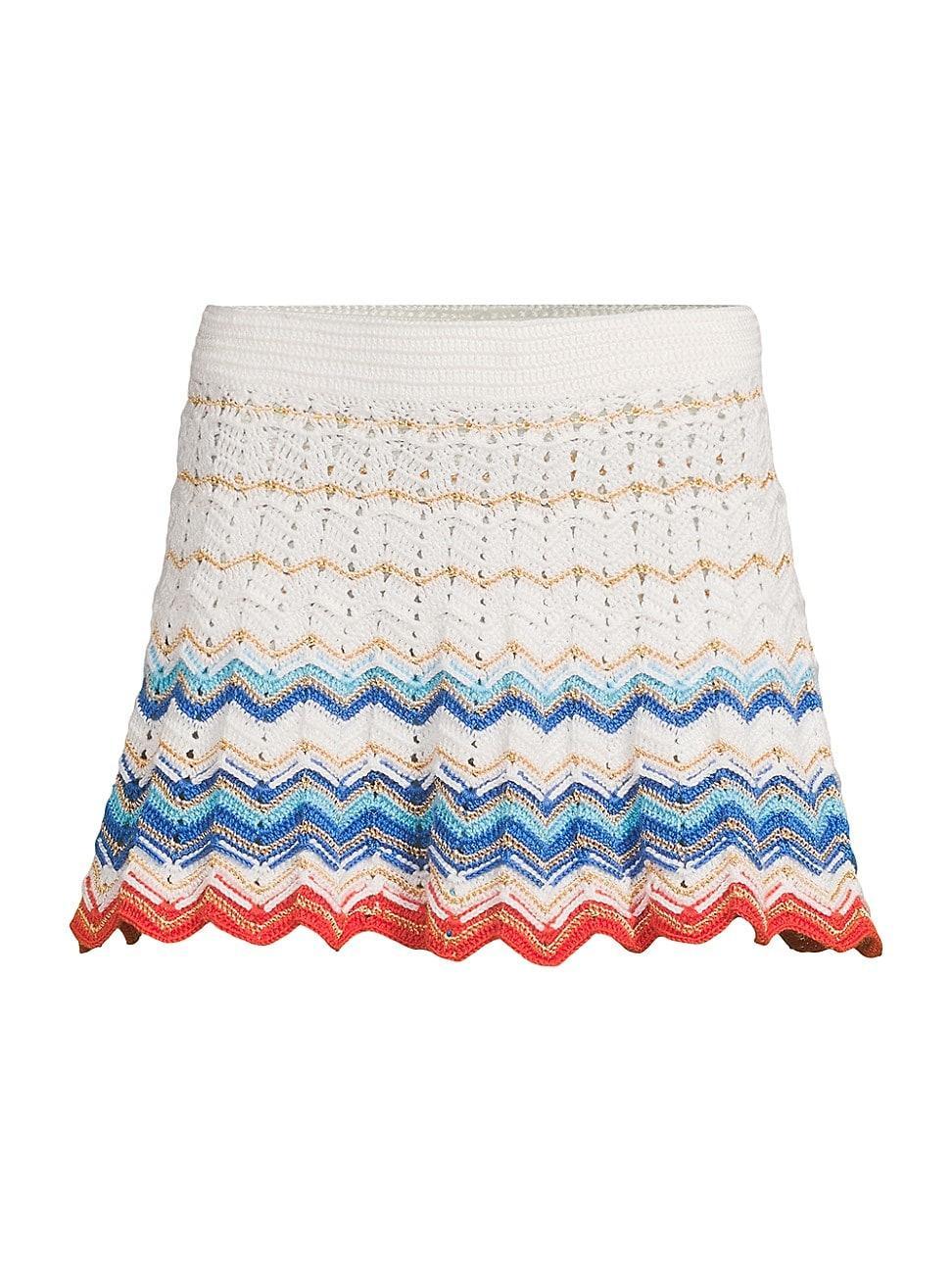 Womens Regina Striped Crochet Miniskirt Product Image