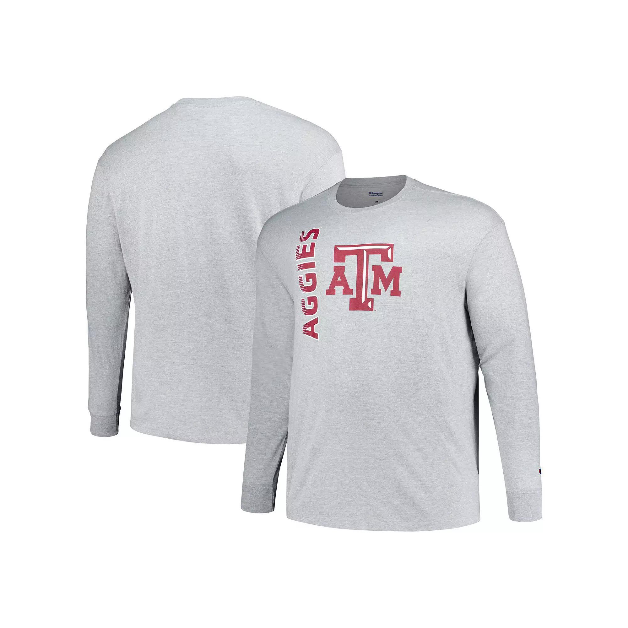 Men's Champion Heather Gray Texas A&M Aggies Big & Tall Mascot Long Sleeve T-Shirt, Size: 2XLT, Grey Product Image