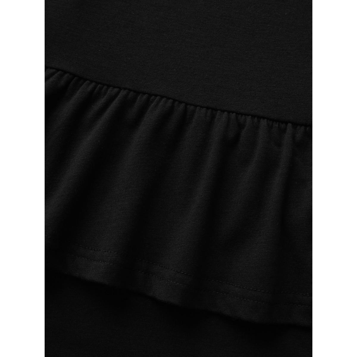 Plus Size Layered Ruffled Flare Hem Pants Women Black Bodycon Mid Rise Everyday-Elegant Pants BloomChic 26/4X Product Image