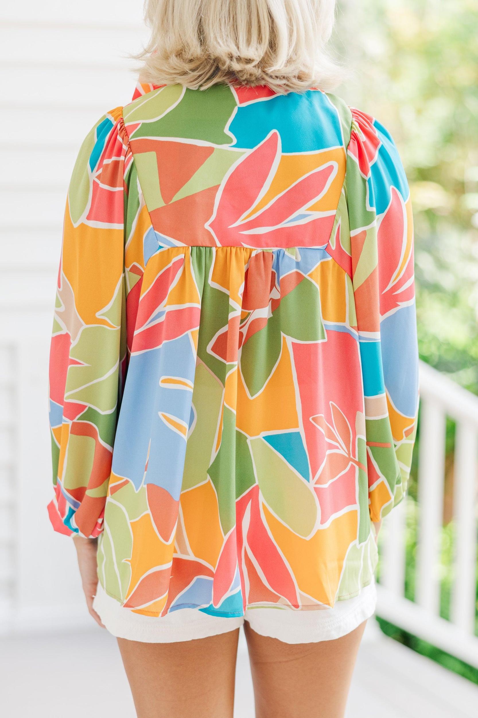 The Morgan Bahama Green Abstract Blouse Female Product Image