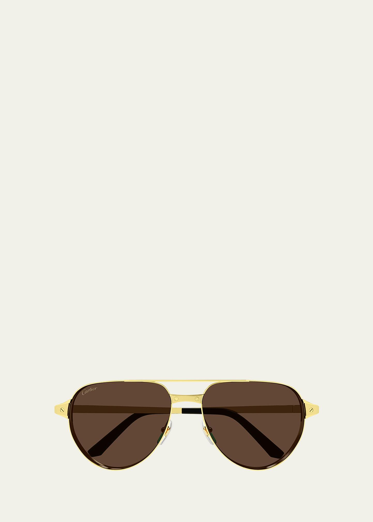 Mens Stripe Logo Metal Aviator Sunglasses Product Image