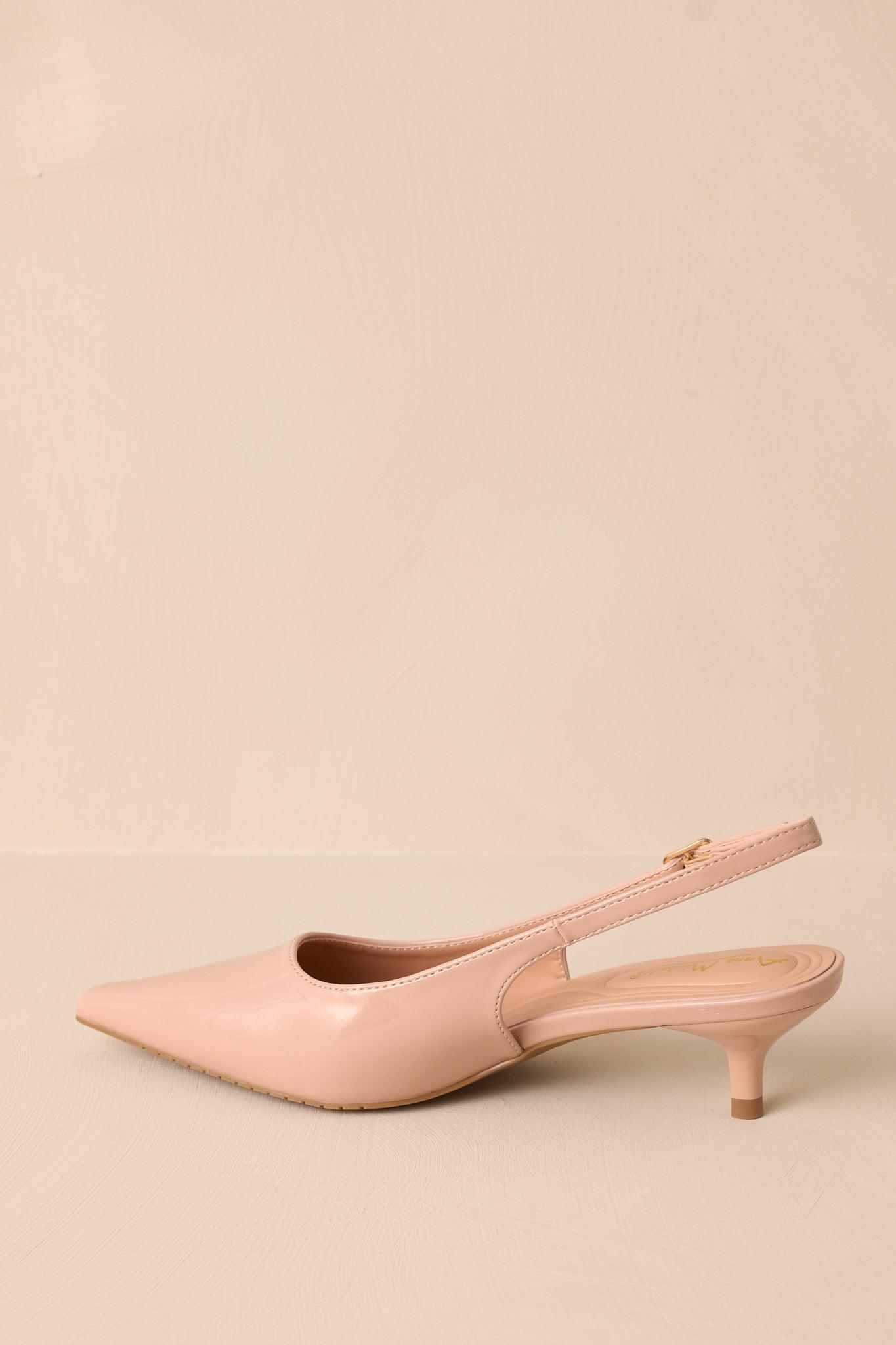 Celestial Dreams Nude Pointed-Toe Slingback Kitten Heels Product Image