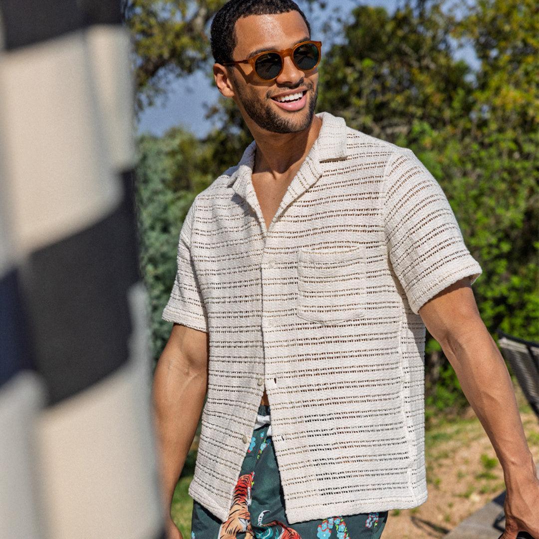 Drove Knit Camp Shirt - Ecru Product Image