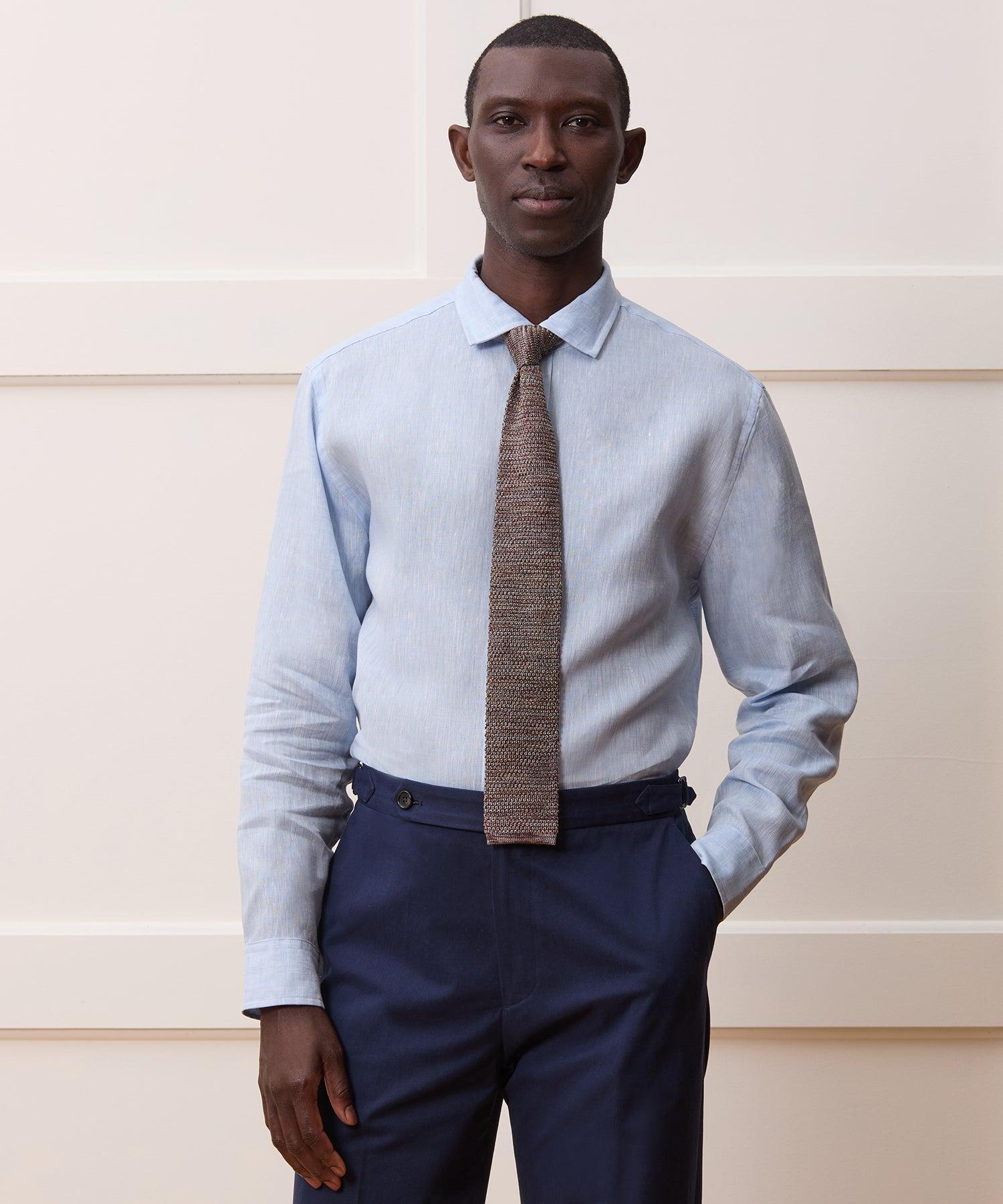 Italian Linen Spread Collar Dress Shirt Product Image