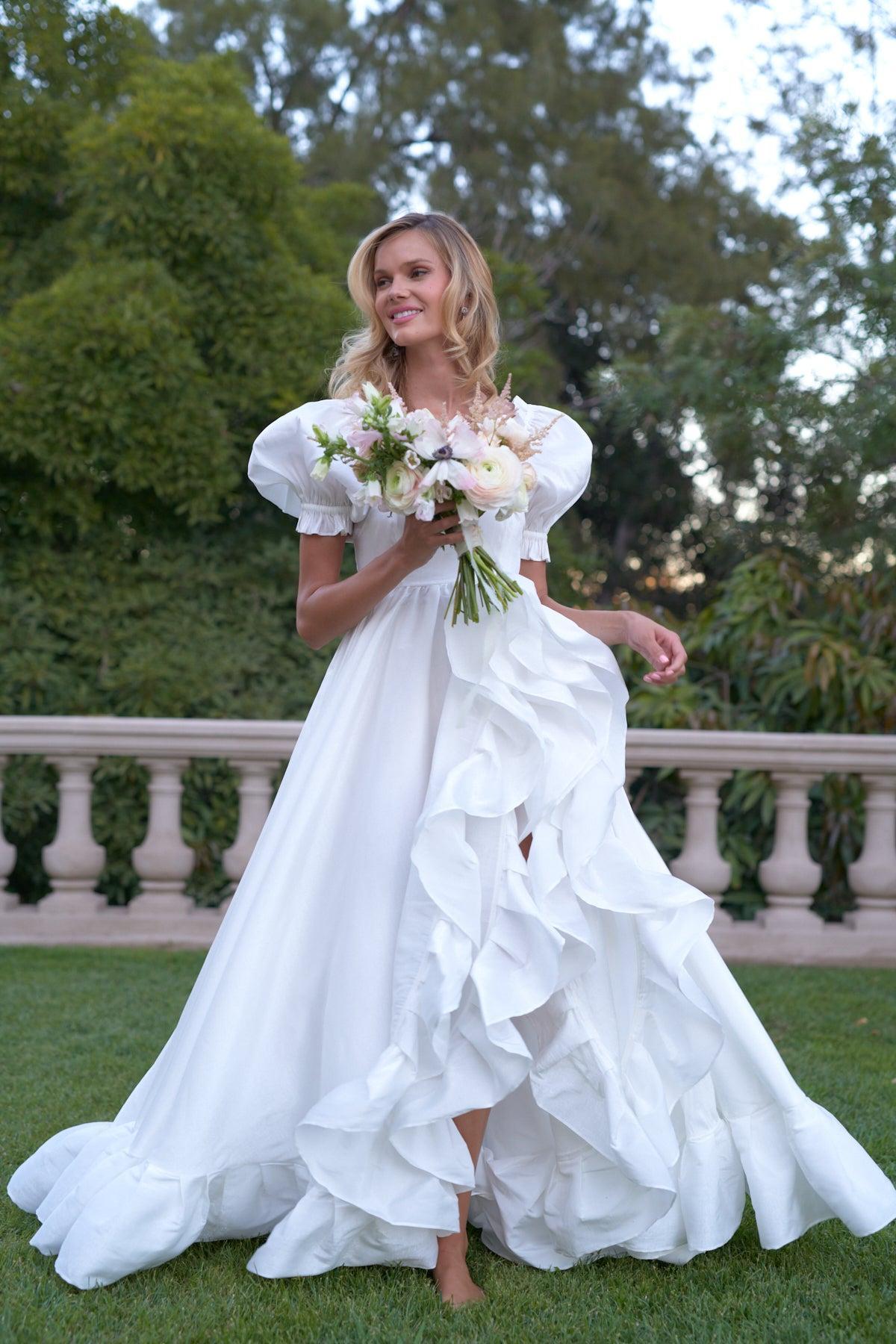 The Ivory Recycled Ruffle Gown Product Image