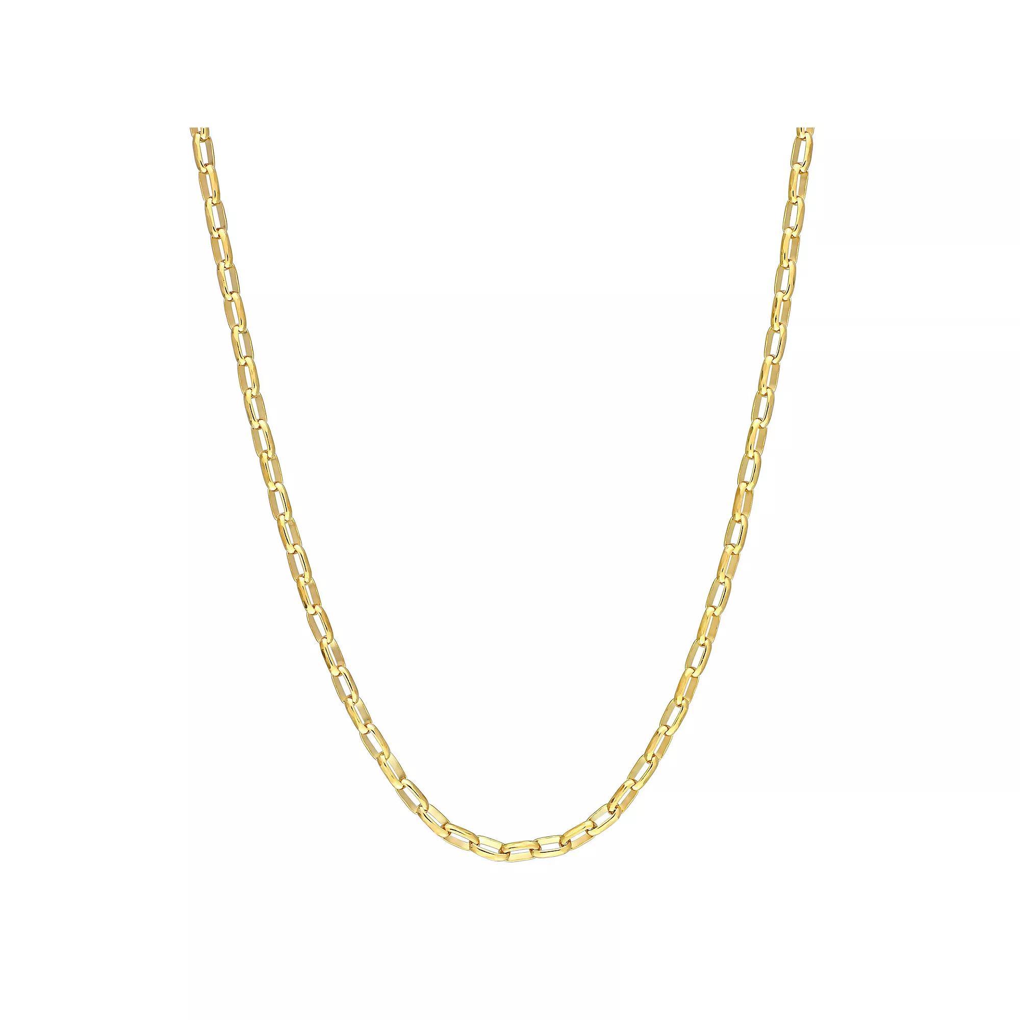 Stella Grace Sterling Silver 2 mm Fancy Rectangular Rolo Chain Necklace, Womens 18k Gold Plated Product Image