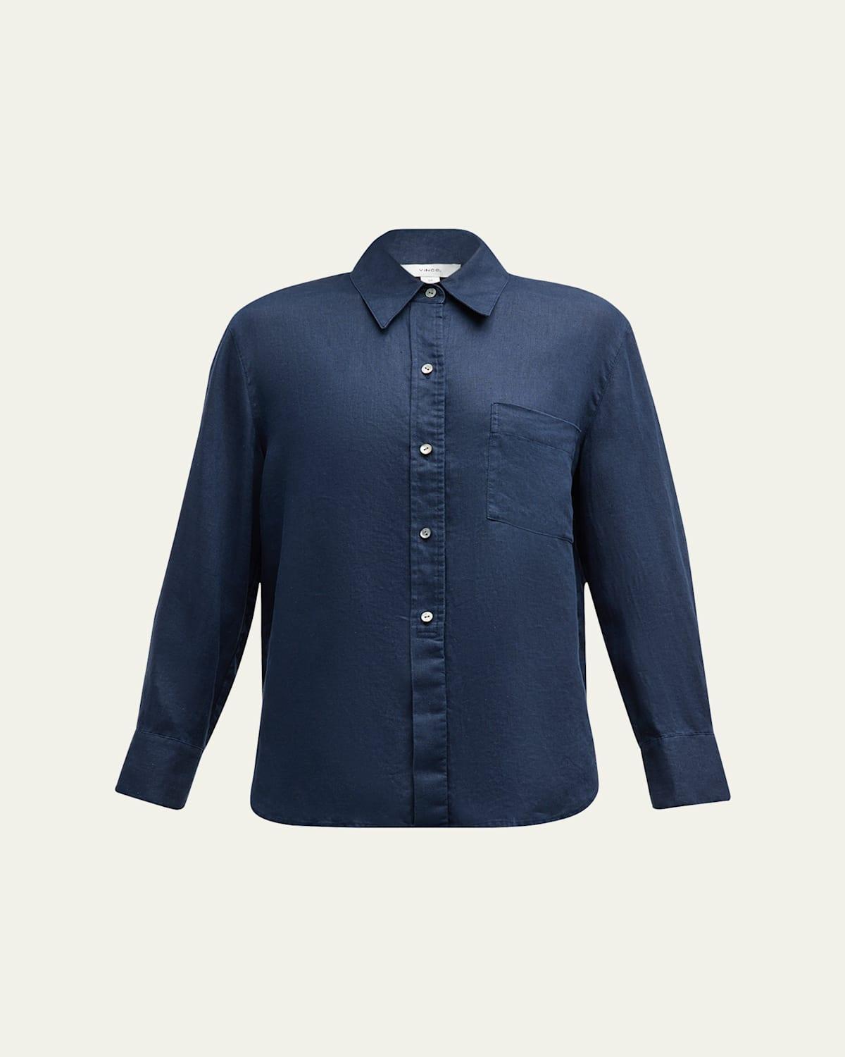 Vince Long Sleeve Easy Button Down (Optic ) Women's Clothing Product Image