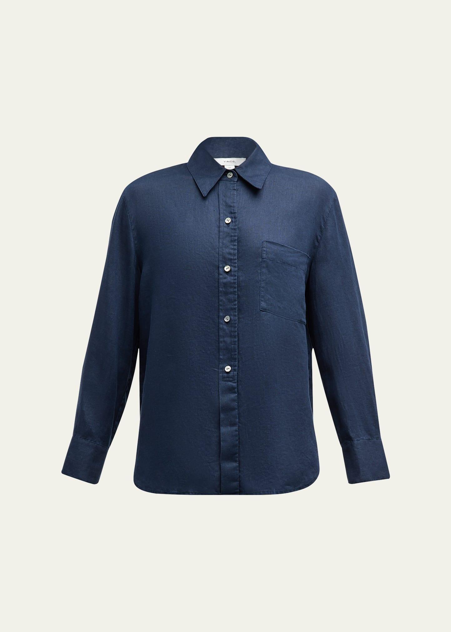 Vince Long Sleeve Easy Button Down (Optic ) Women's Clothing Product Image