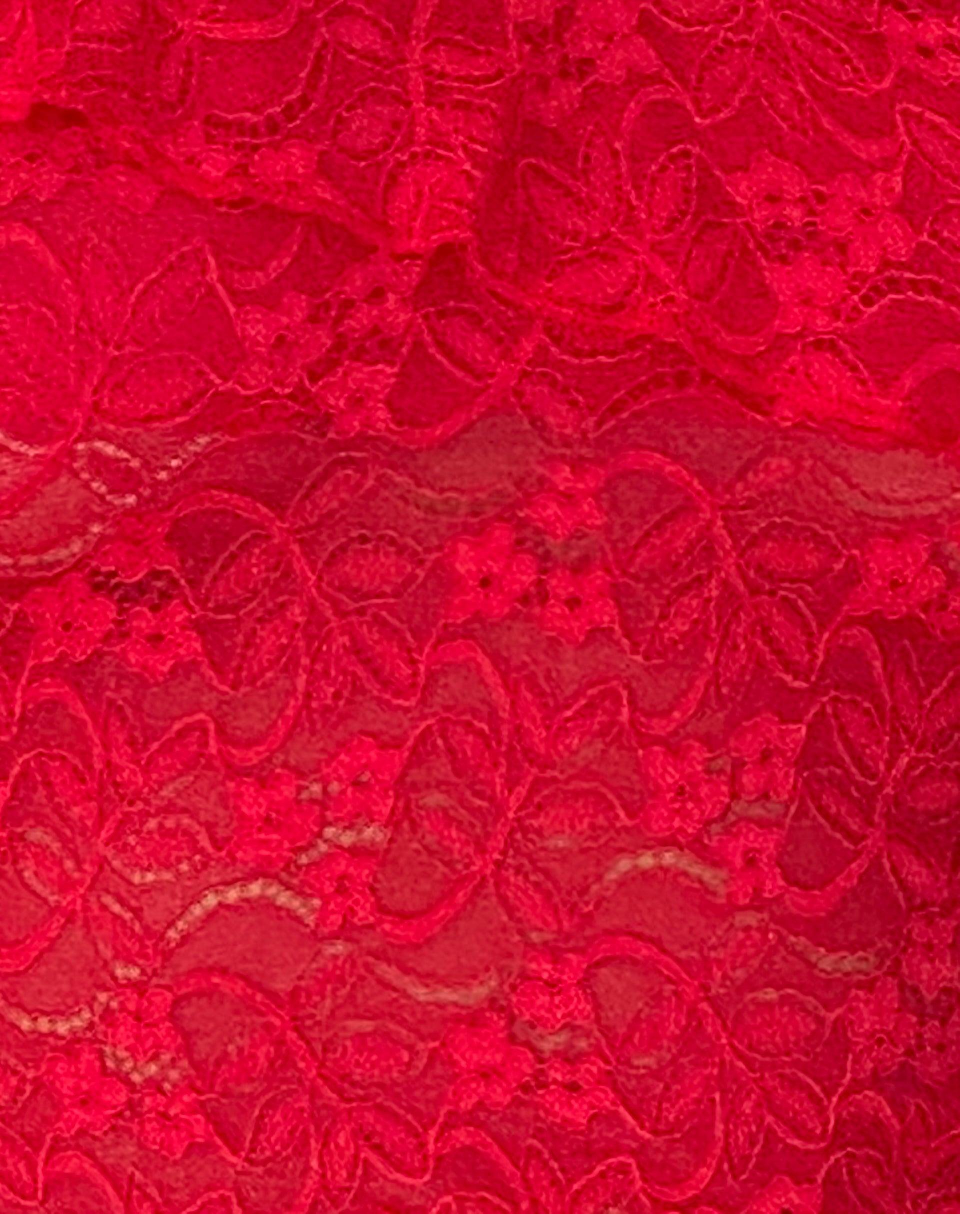 Soka Bardot Frill Top in Red Lace Female Product Image