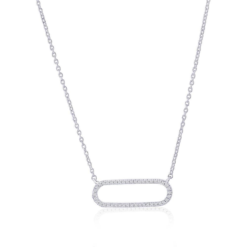 Divine Gold Sterling Silver Diamond Accent Oval Bar Necklace, Women's, Size: 16-18" ADJ Product Image