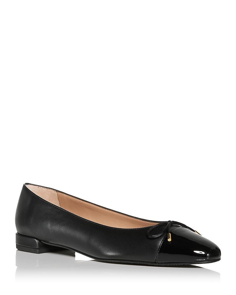 Womens Sleek Bow Leather Ballerina Flats Product Image