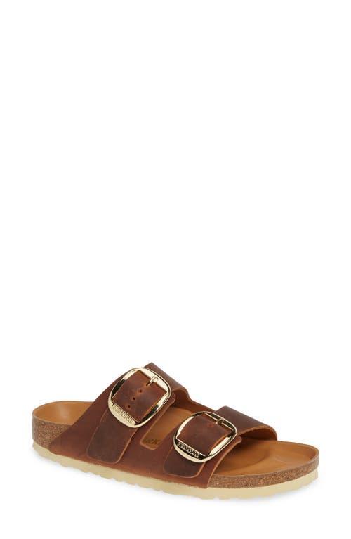 Birkenstock Womens Arizona Oiled Leather Big Buckle Detail Slide Sandals Product Image