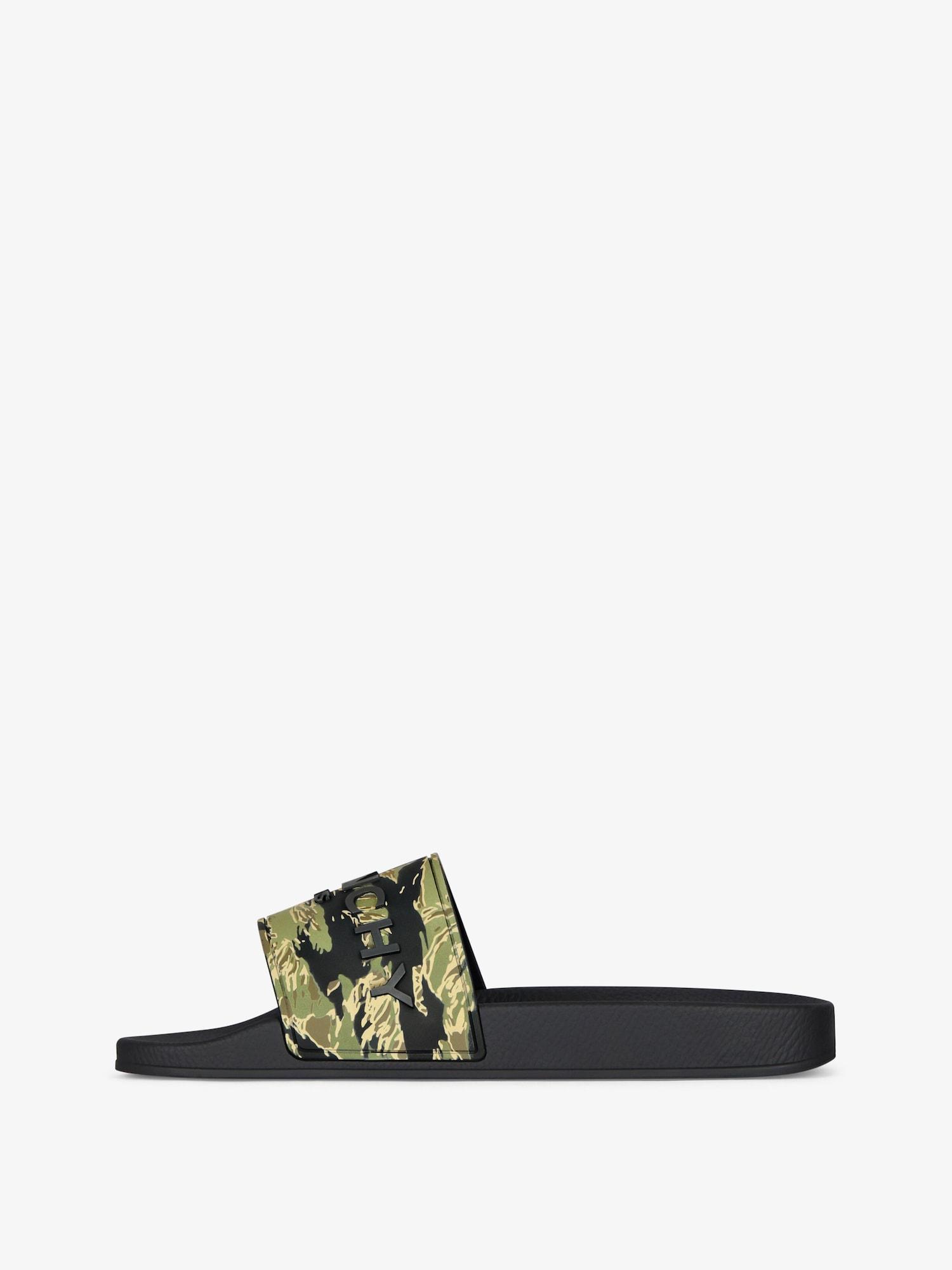 Slide flat mules in rubber with camo print Product Image