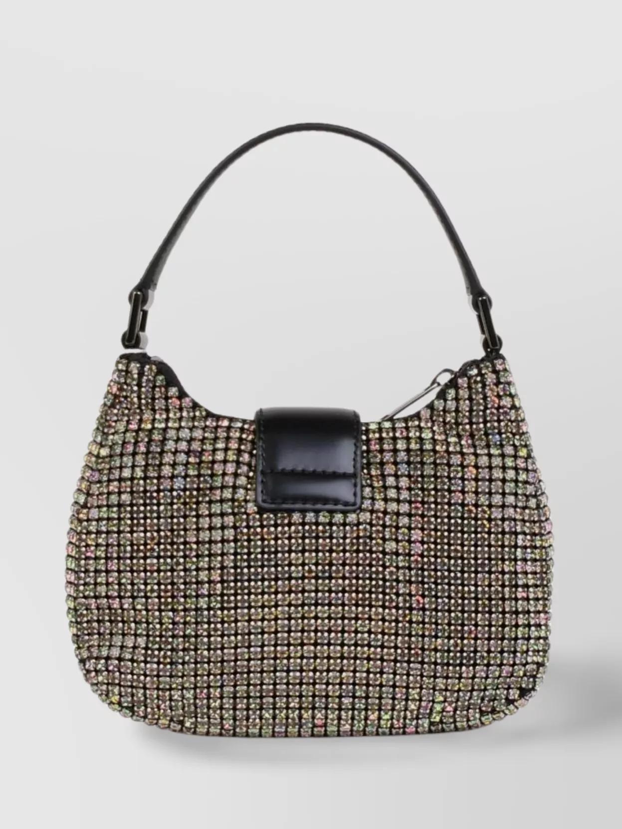 SELF-PORTRAIT Crystal Bow Chain Shoulder Bag In Silver Product Image