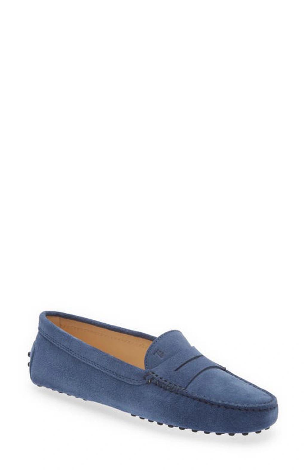 TOD'S Gommini Suede Driver Penny Loafers In Insignia Blue Product Image