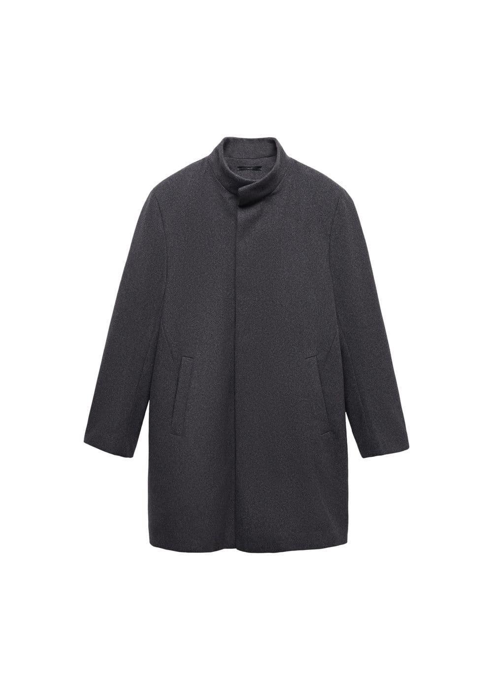 Wool funnel neck coat - Men | MANGO USA Product Image
