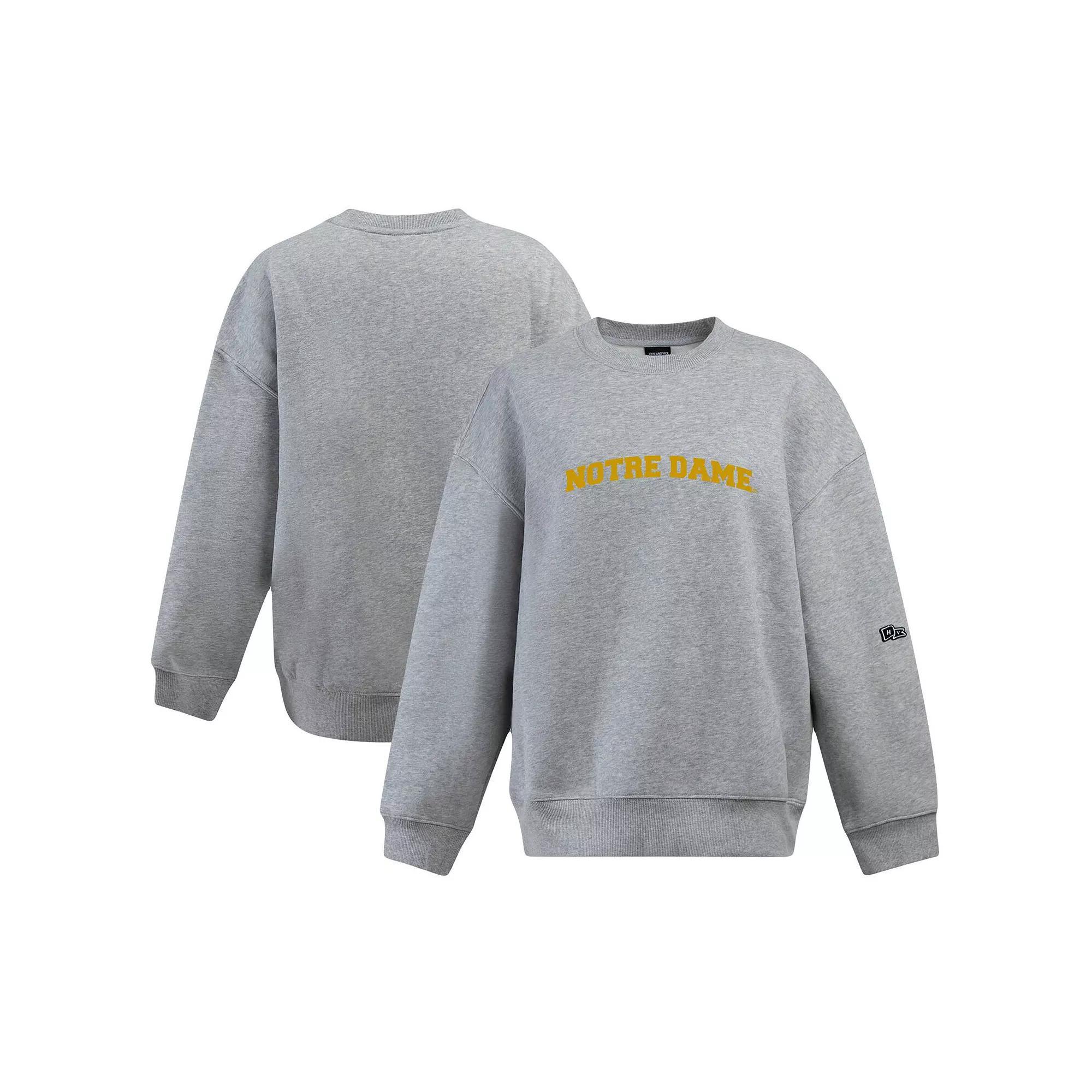 Women's Hype and Vice Heather Gray Notre Dame Fighting Irish Offside Pullover Sweatshirt, Size: XXL, Grey Product Image