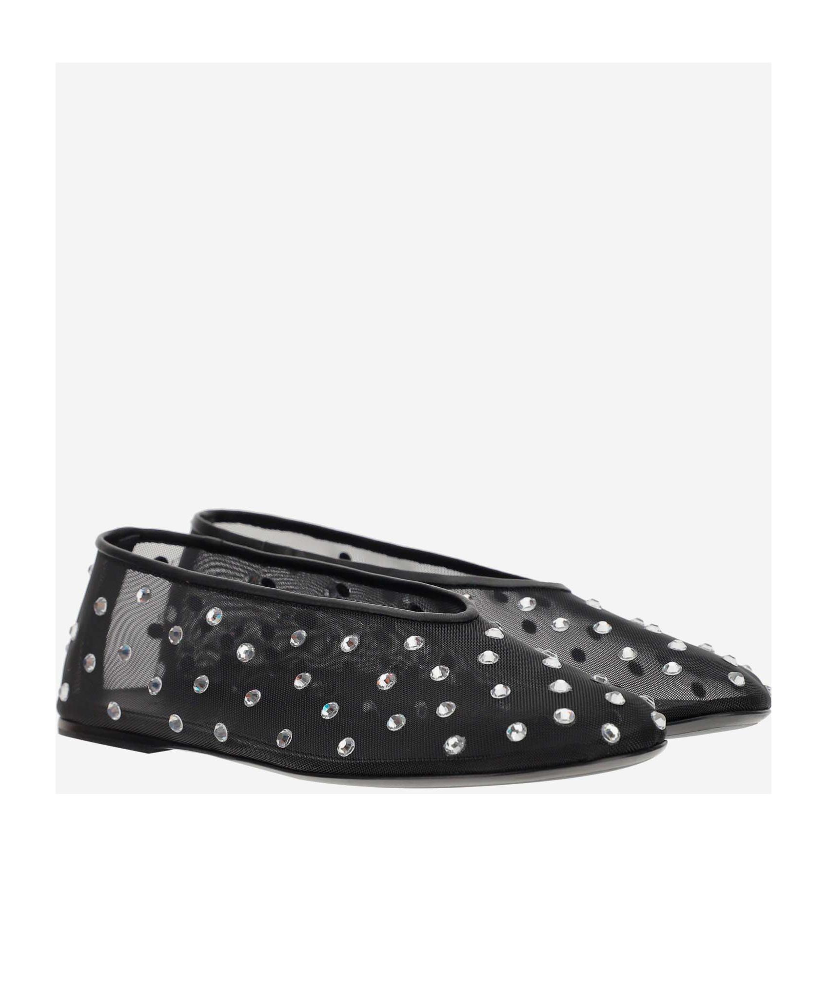 KHAITE Marcy Crystal-embellished Mesh Flats In Black Product Image