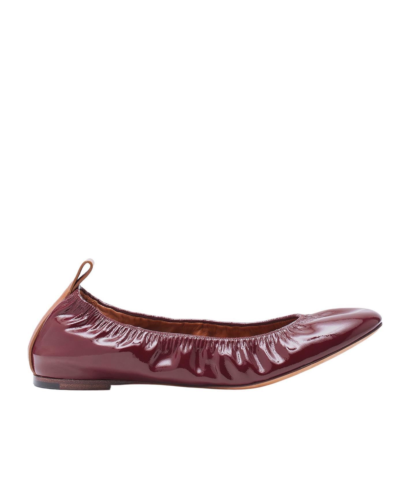 LANVIN Women's The Ballerina Flat In Patent Leather In Red Product Image