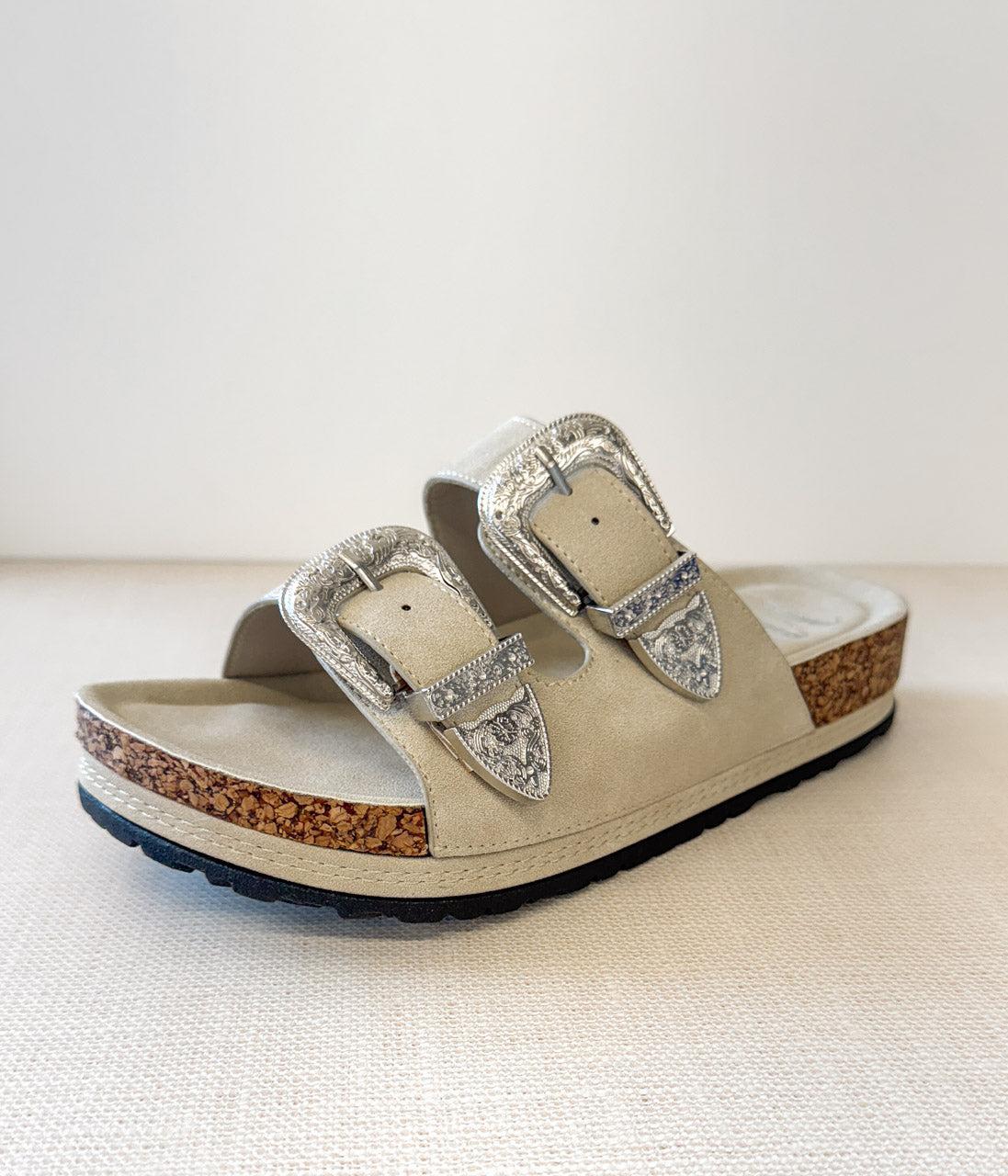 Mickie Western Slides in Cream Product Image
