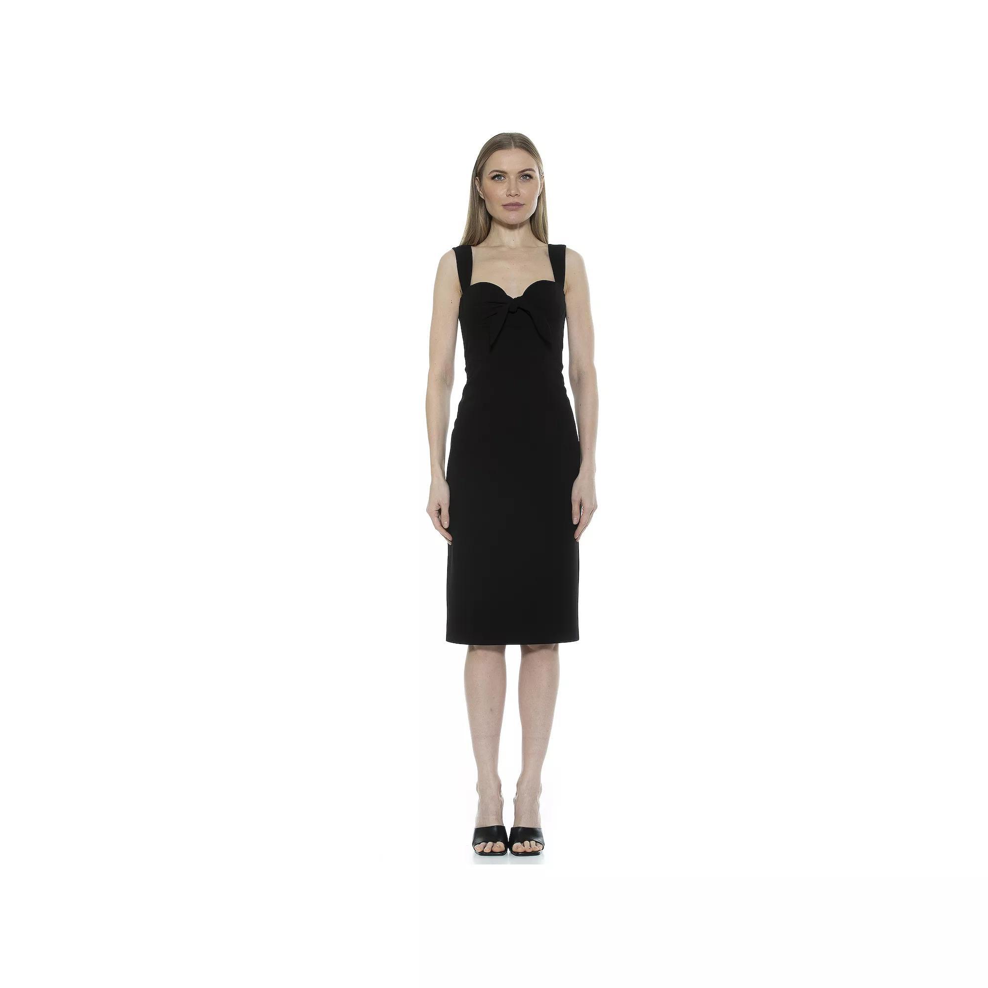 Women's ALEXIA ADMOR Front Bow Juniper Midi Sheath Dress, Size: 12, Black Product Image