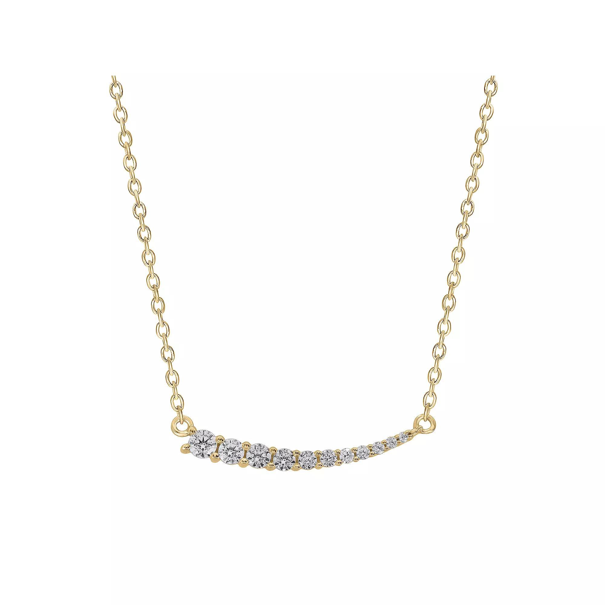 Irena Park Sterling Silver 1/4 Carat T.W. Diamond Crescent Necklace, Women's, Size: 18", Gold Tone White Product Image