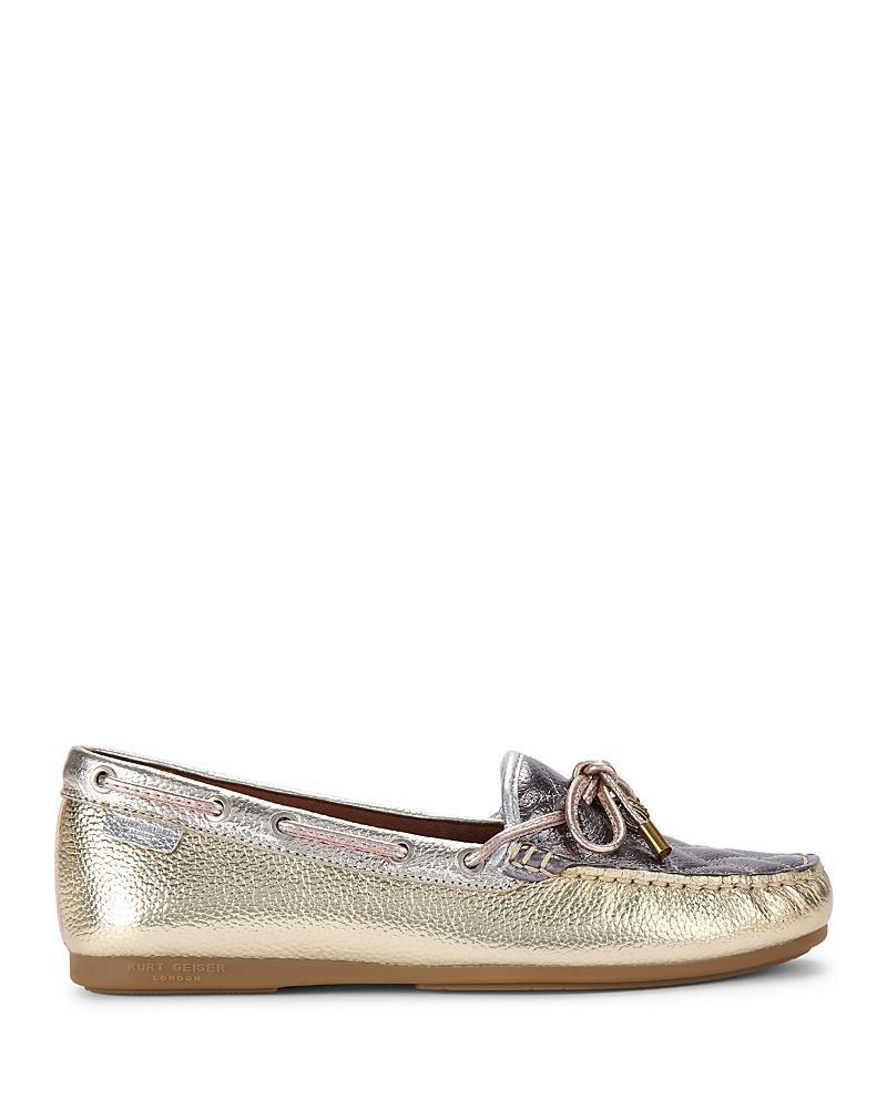 Kurt Geiger London Quilted Metallic Rainbow Colorblock Bow Moccasins Product Image
