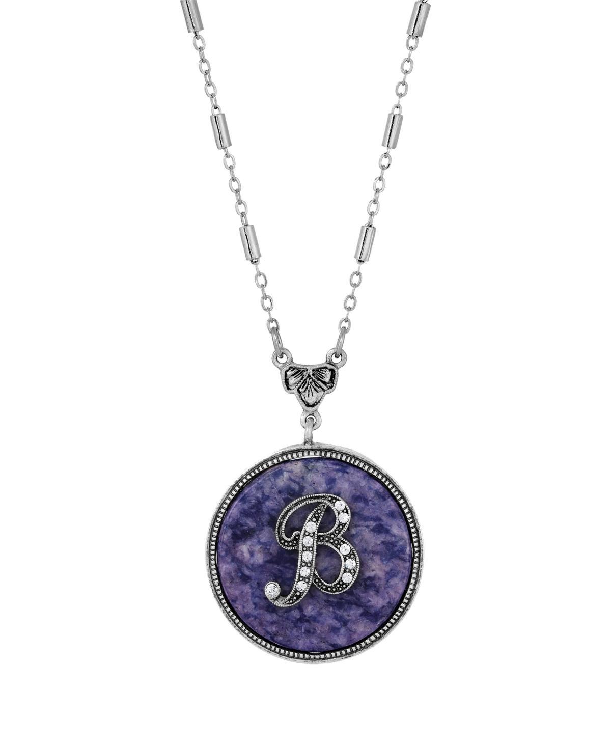1928 Silver Tone Round Initial Pendant Necklace, Women's, G Product Image