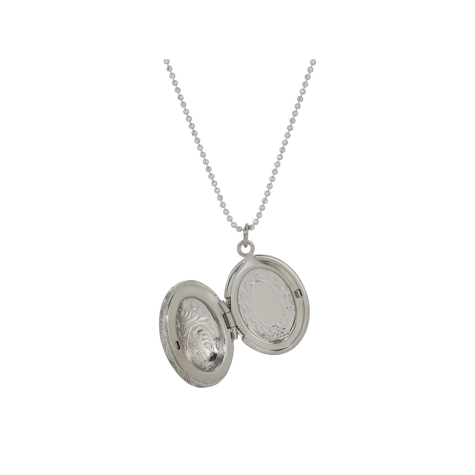 Symbols Of Faith Crystal Oval Cross Locket Pendant Necklace, Womens, Blue Product Image