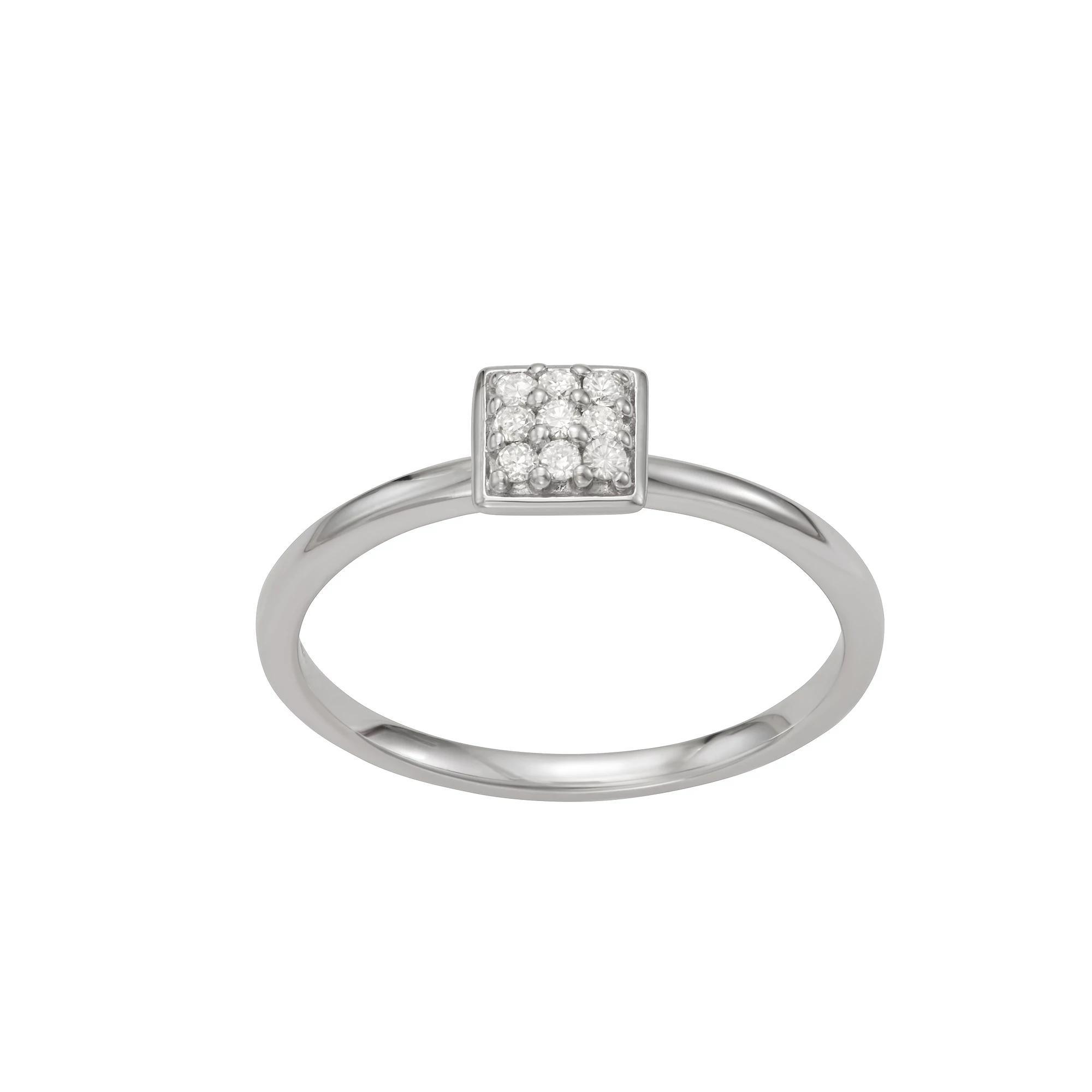 Moissanite Outlet Sterling Silver 1/10 Carat T.W. Square Pave Lab-Created Moissanite Ring, Women's, Size: 8 Product Image