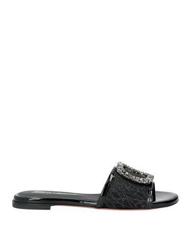 SANTONI Woman Sandals Black Size 8 Textile Fibers Product Image