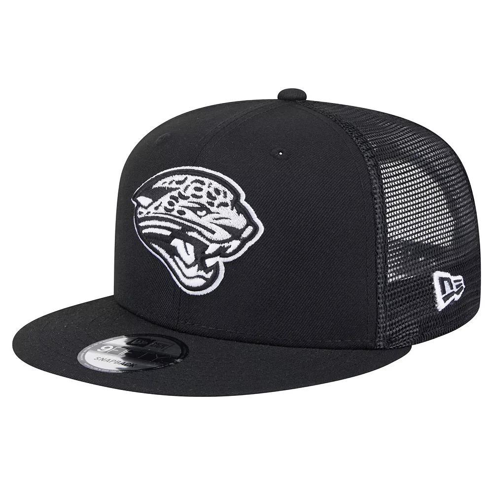 Men's New Era Black Jacksonville Jaguars Main Trucker 9FIFTY Snapback Hat Product Image
