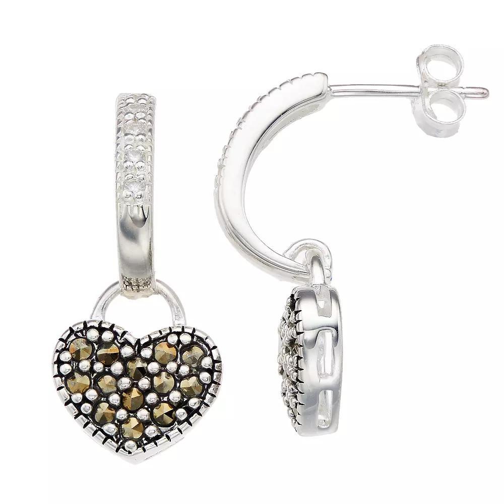 Tori Hill Marcasite Heart Drop Earrings, Women's, Silvertone Product Image