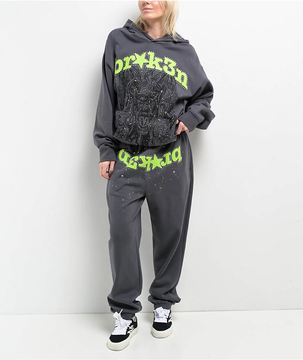 Broken Promises Beware Grey Rhinestone Hoodie Product Image