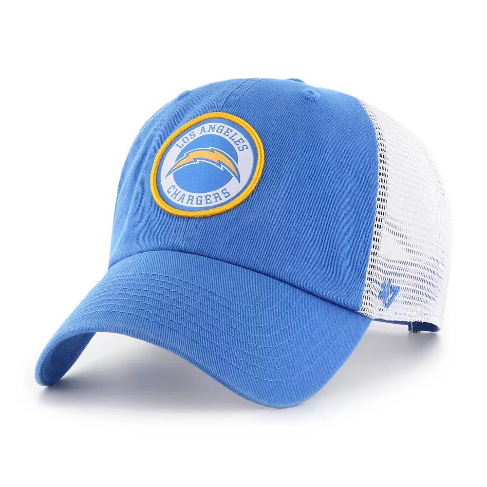Men's '47 Powder Blue/White Los Angeles Chargers Highline Clean Up Trucker Snapback Hat, Light Product Image
