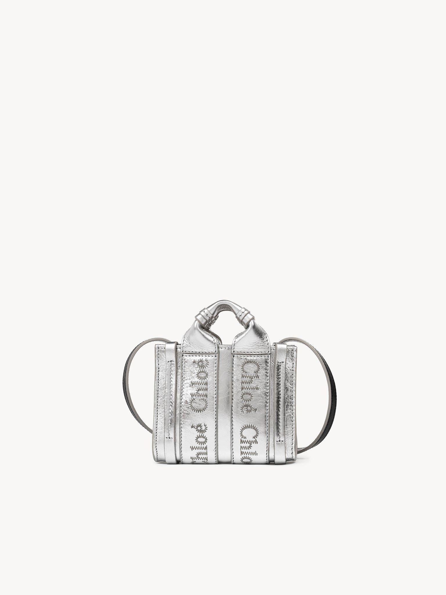 Nano Woody tote bag in metallized leather Product Image