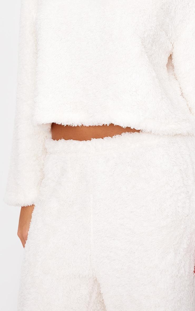 Cream Cosy Fleece Wide Leg Pj Pants Product Image