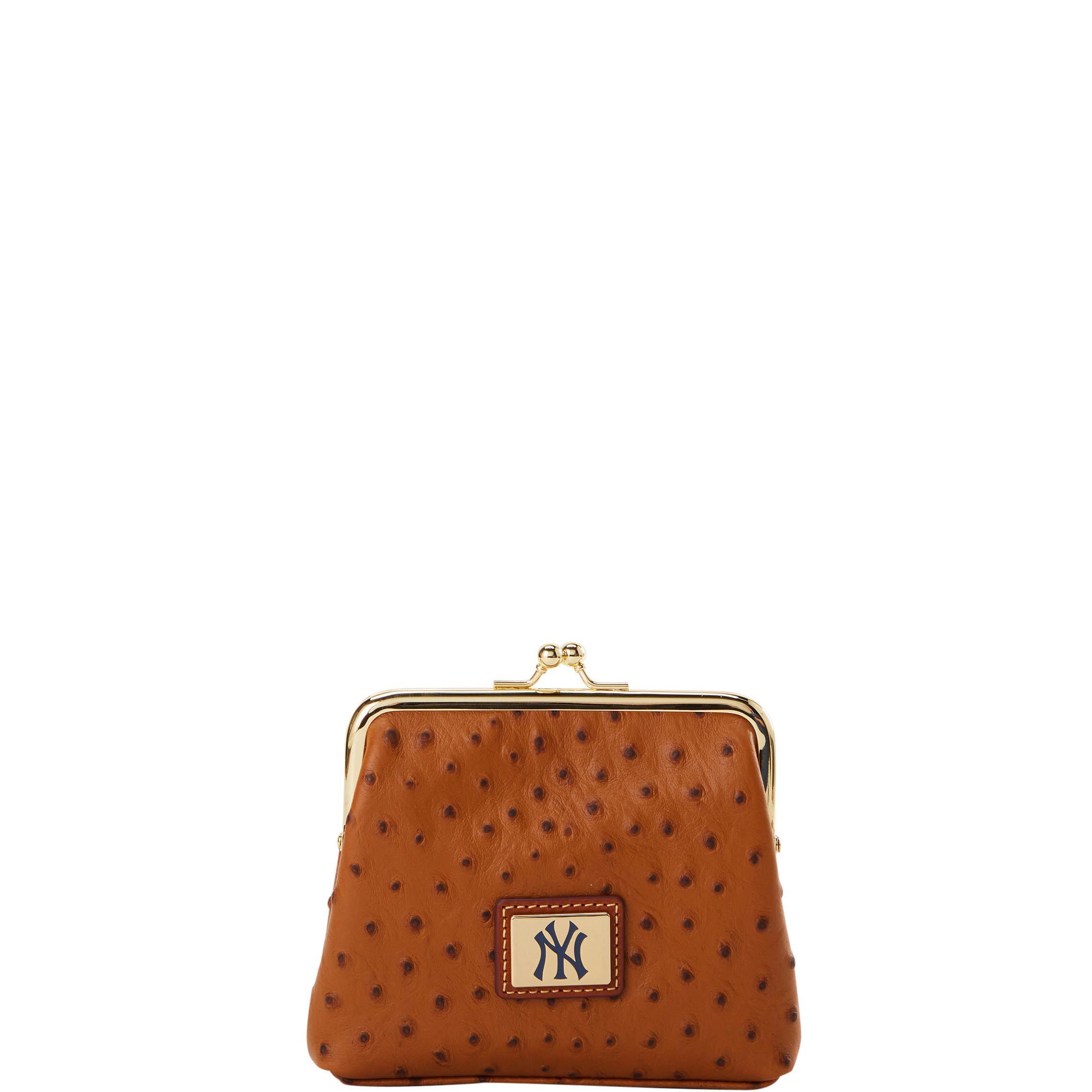 Dooney & Bourke Womens MLB Yankees Large Framed Purse in Caramel, Coated Cotton Product Image