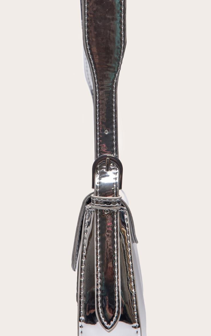 Silver Metallic Trapeze Shoulder Bag Product Image